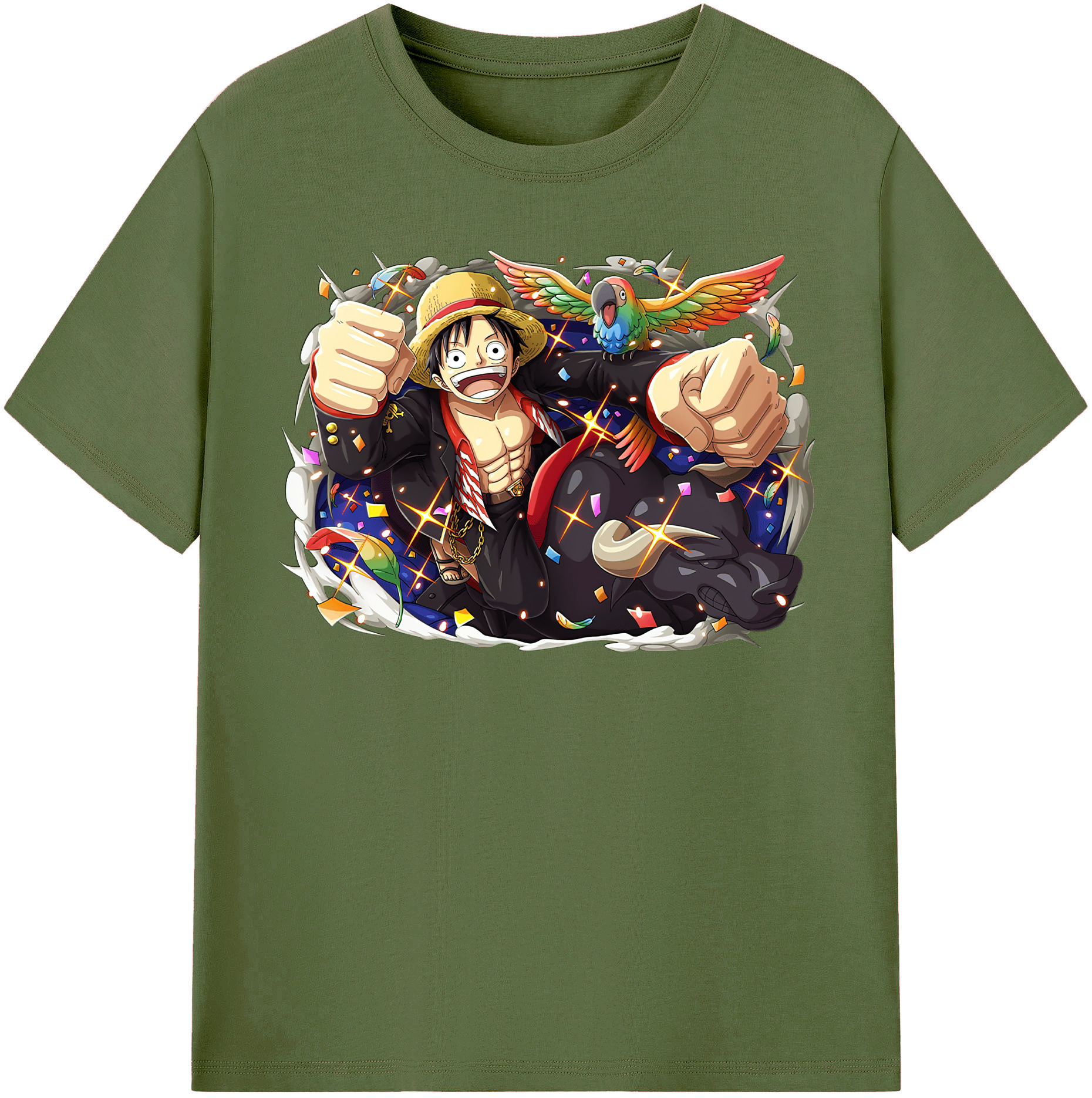 ワンピース モンキー・D・ルフィ ONE PIECE Monkey D. Luffy 綿100％半袖Tシャツ（フロントプリント）